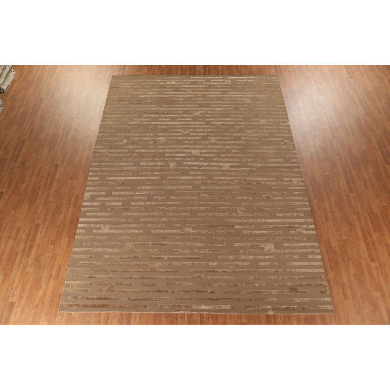 Grand tapis moderne rayé népalais 10 x 14