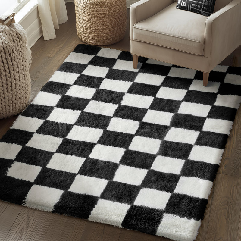 Tapis à poil long Celi, Rectangle 4pi x 6 pi, Noir