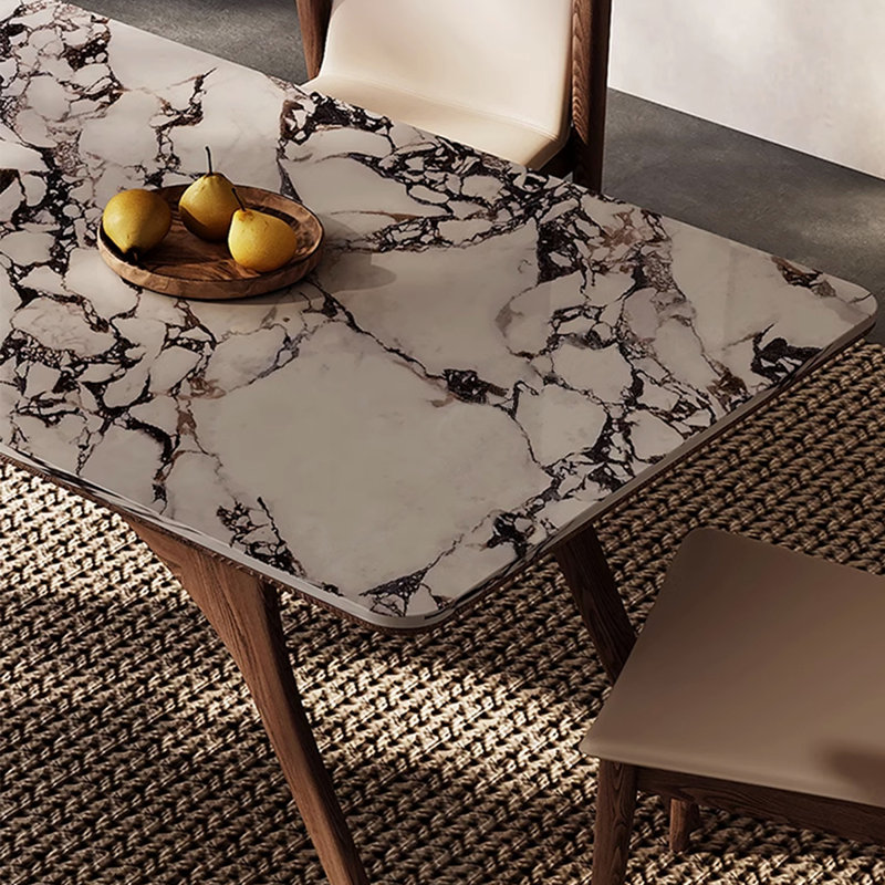 Elegant Rectangular Artificial Marble Dining Table, 29.52"H x 63"L x 31.5"W