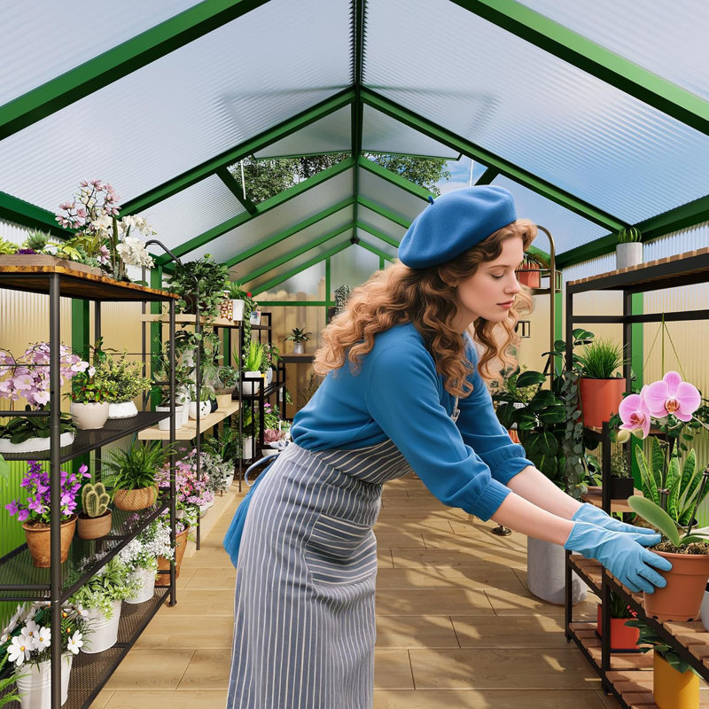 Greenhouse for Outdoors, Large Aluminum Greenhouses with Roof Vent and Quick Setup Structure, Greenhouse Heavy Duty with PC Panels, Walk-in Green Houses for Winter Garden,Backyard,Patio,Lawn