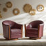 Fauteuil demi-tonneau pivotant en cuir véritable de P 29 po Pocono avec base en bois massif (ensemble de 2)