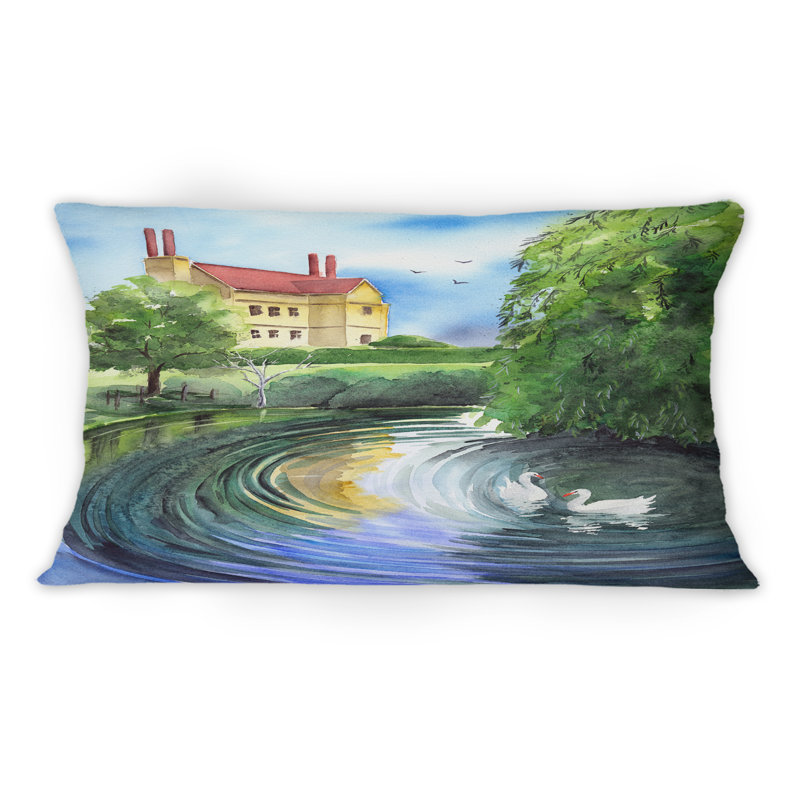 Coussin Swans In The Pond Of Old English Estate