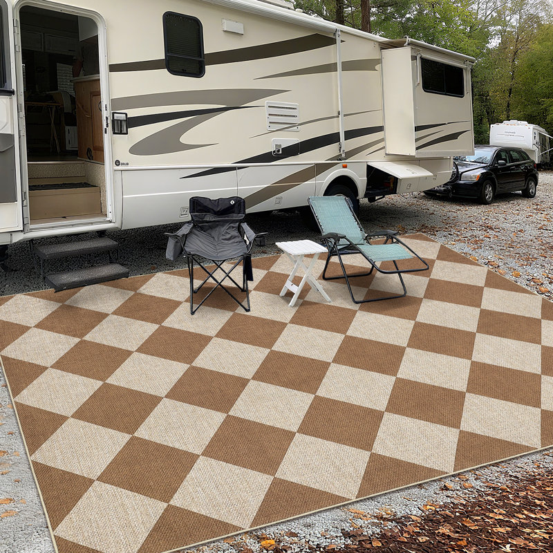 Washable Easy Jute Rugs for Bedroom 5x7 Modern Checkerboard Indoor Outdoor Carpet, Non Shedding Neutral Diamond Floor Mats, Contemporary Accent Rug for Living Room, Backyard, Brown