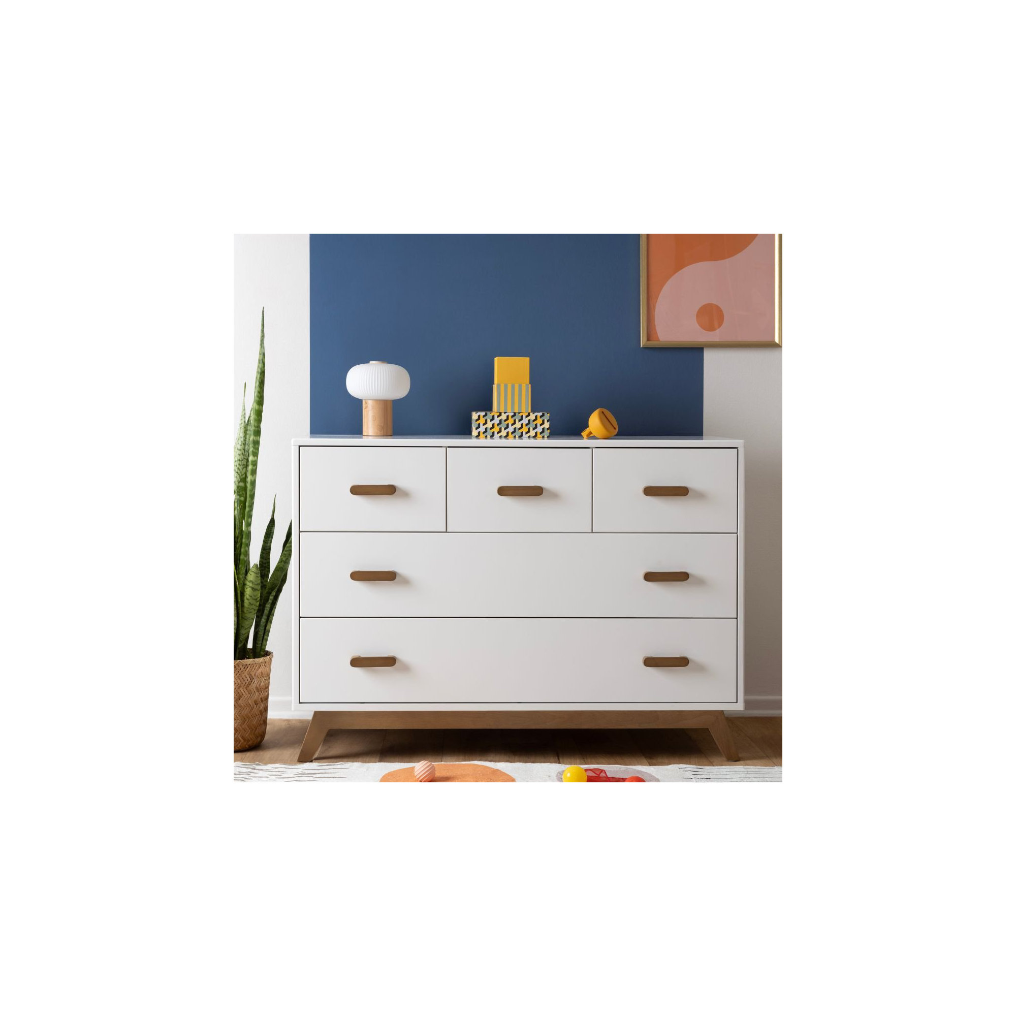 Soho 5-drawer dresser, White/Walnut
