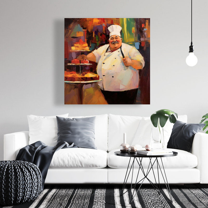 Jolly Chef - White Kitchen Canvas Art for Home Decor