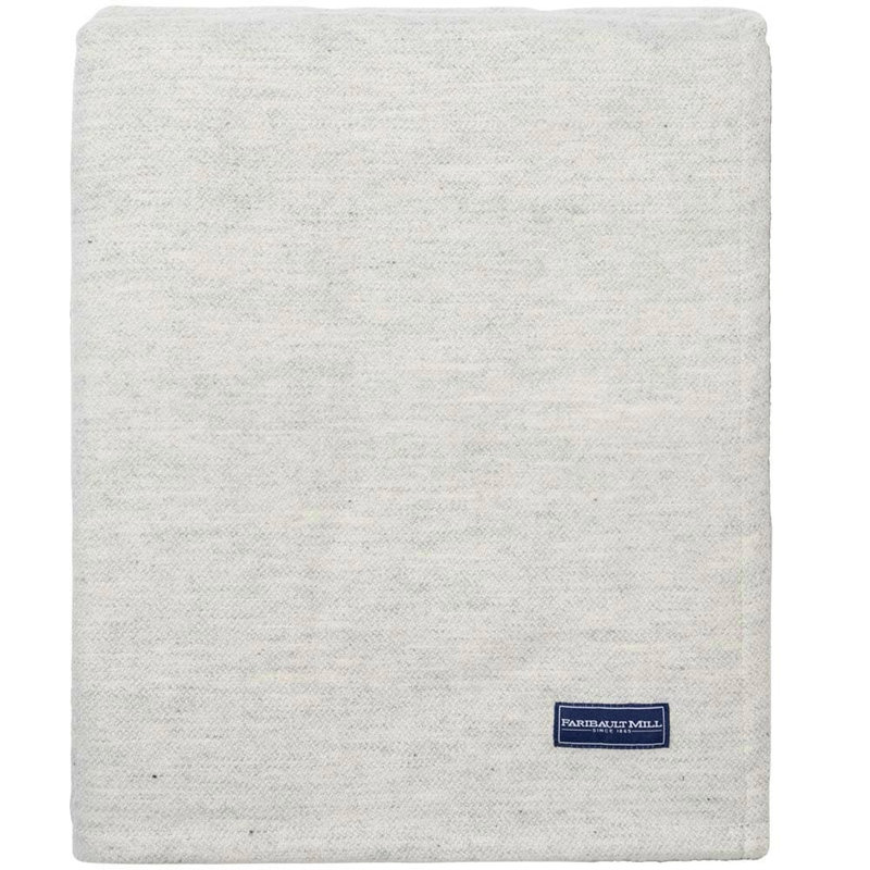 Lakefront Wool Blanket, 66" x 96", Light Gray