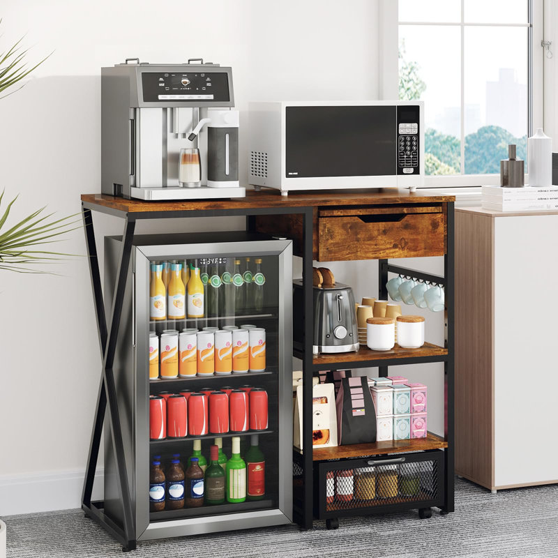 Mini support d'armoire de réfrigérateur avec prise de courant, support de cuisine à 3 niveaux