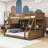 Wooden Bunk Bed with Shelves, LED Lighting and Pegboard Storage-278768536-278768542
