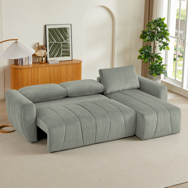 Luxurious Convertible Sectional Sofa Sleeper Sofa Bed with Reversible Chaise & Convenient Hidden Storage, Gray