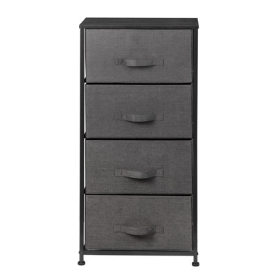 Gastineau Sorbus 4 Drawers Chest Nightstand with Steel Frame, Wood Top, & Fabric Bins