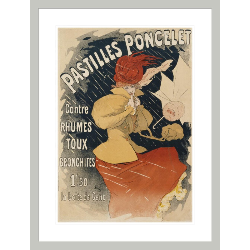 «Pastilles Poncelet» par Jules Chéret, impression giclée encadrée, H 29,5 po x l 22,4 po