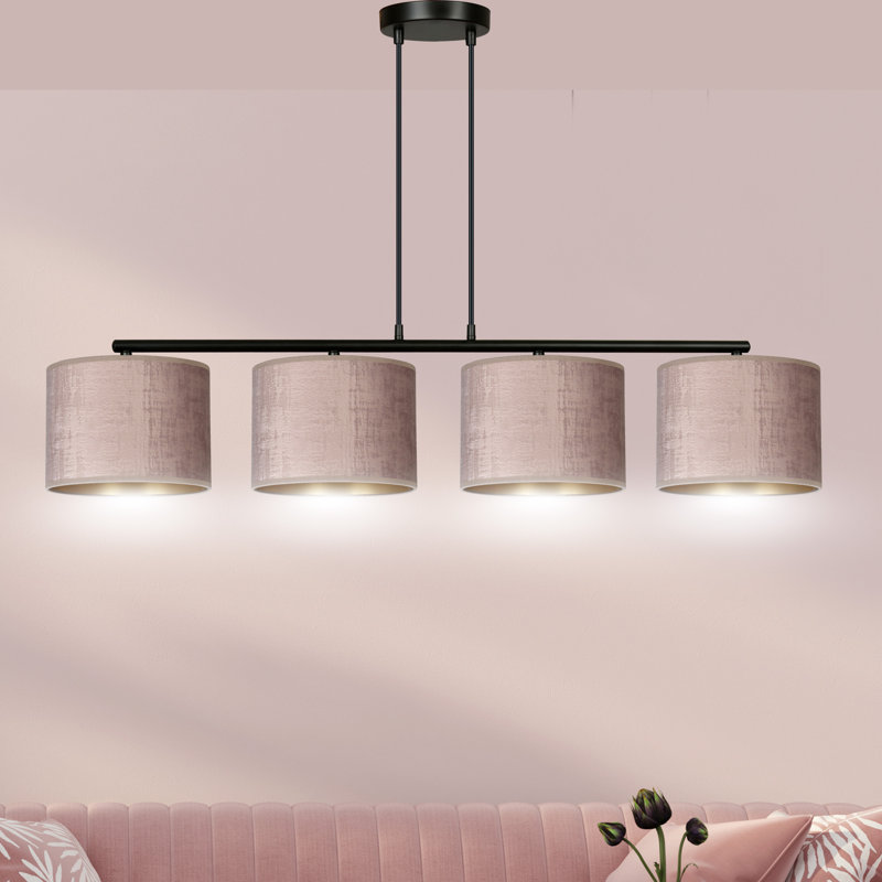 Eamie 4 - Light Kitchen Island Drum Pendant, Pink