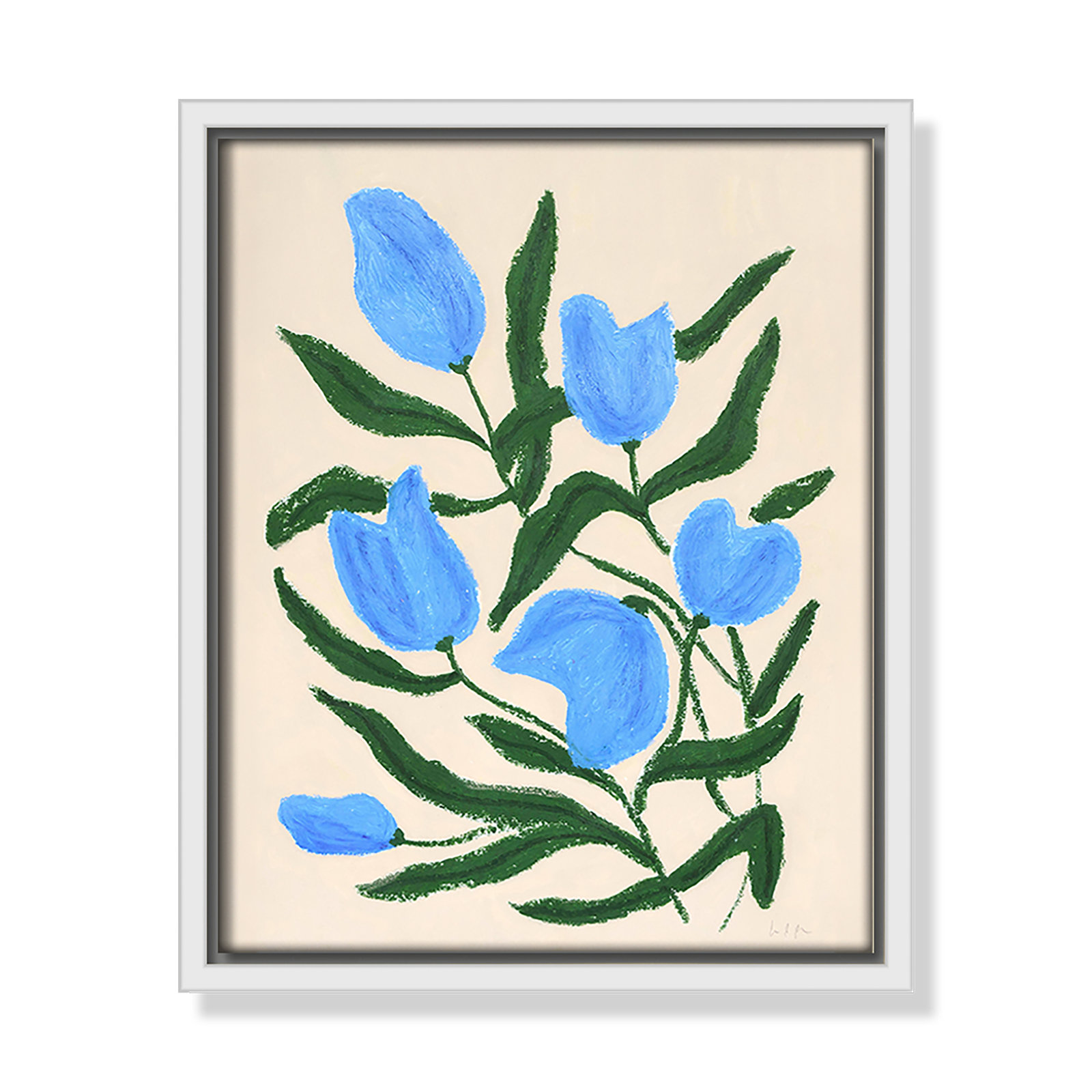 Blue Tulips Print by Camilla Bergqvist, 11.5" H x 9.5" W, White