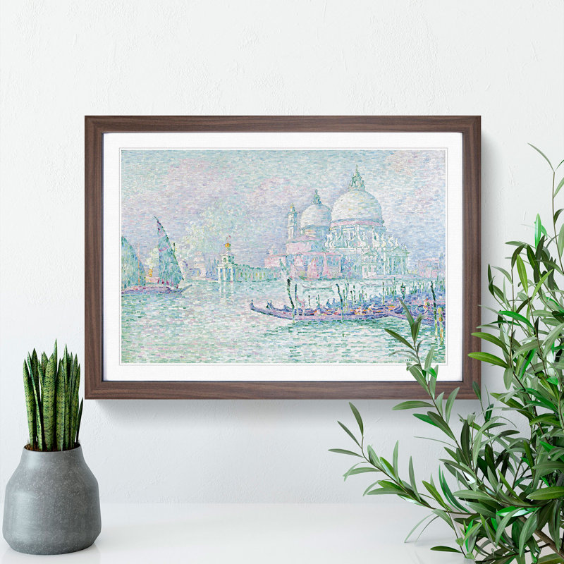 La Salute Venice by Paul Signac - Picture Frame Painting, 27cm H x 36cm W x 2cm D, Walnut Framed