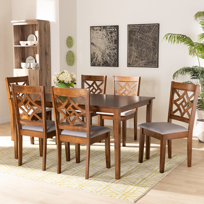 Ensemble repas 7 pièces Annorah, Brun, Brun / gris, 7 pièces