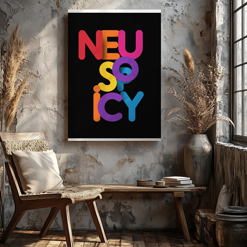 Toile, "Design a Vibrant", impression sur toile mettant en vedette le mot NEUROSPICY, H 20 po x l 16 po