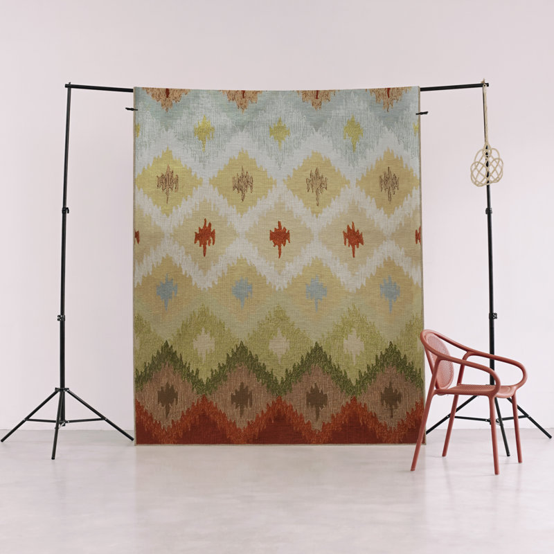 Beige-Themed Multi-Colored Cross Geometric Shape Patterned Modern Decorative Rug, Runner 3'10" x 6'7"