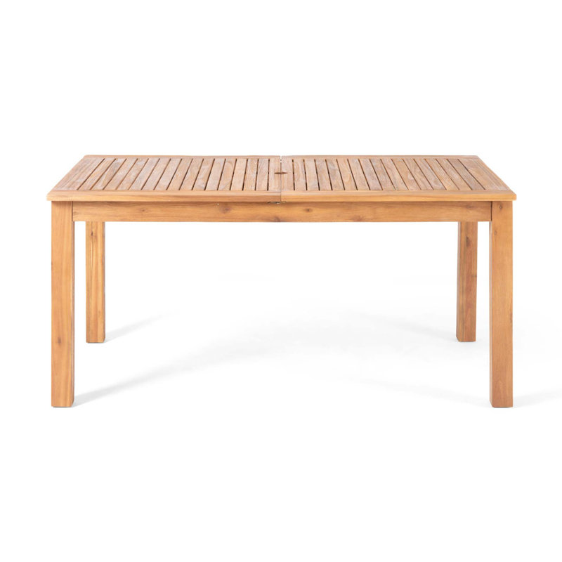 Expandable Outdoor Dining Table with Acacia Wood Construction, Natural