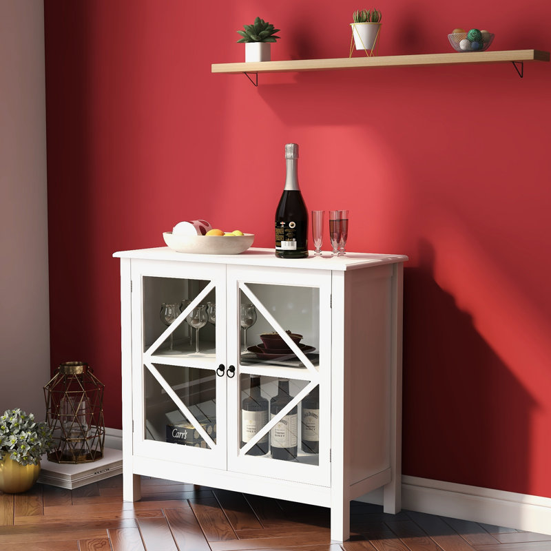 Rangement de cuisine à portes doubles en verre - Style rustique pour l'organisation. Fabrication, finition blanche. Buffet facile à installer avec armoire. Portes Shaker, nickel. , Blanc, rapide et assemblage. Vaste espace
