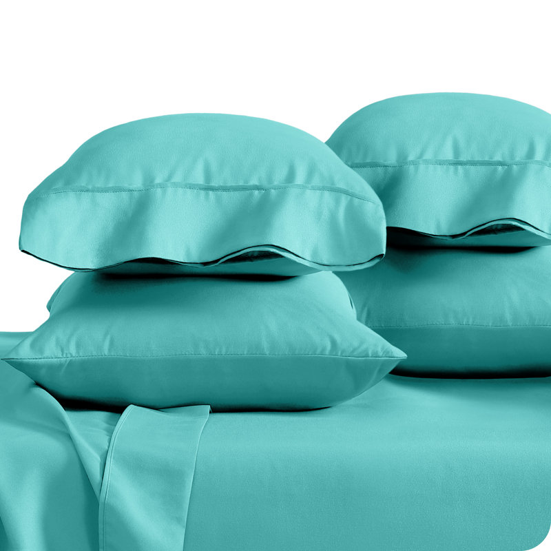 Ultra-Soft Microfiber Pillowcase, Turquoise, 4 King Pillowcases