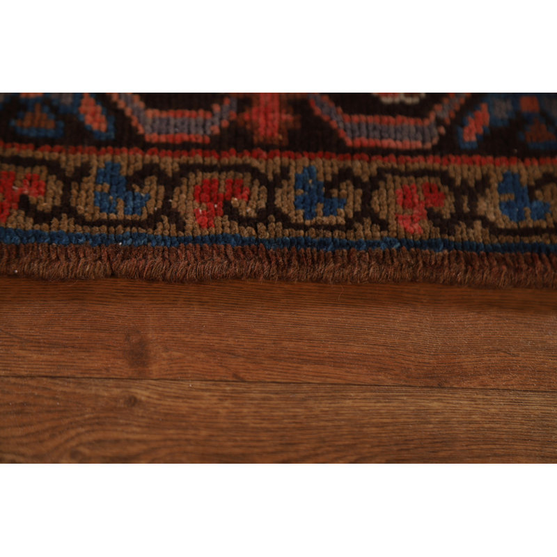 Tapis motif géométrique rétro Heriz Persian noué à la main 8 x 11