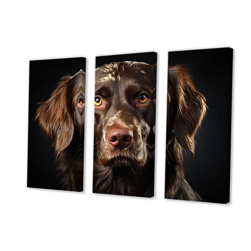 Portrait de chien II sur toile, 3 pièces, H 28 po x l 36 po