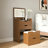 3-in-1 Vanity Desk with Lighted Mirror & Stool, Flip Top Makeup Dressing Table, Compact Storage for Bedroom, Bathroom, Dressing Room (18.9"L, Walnut)-1660461499
