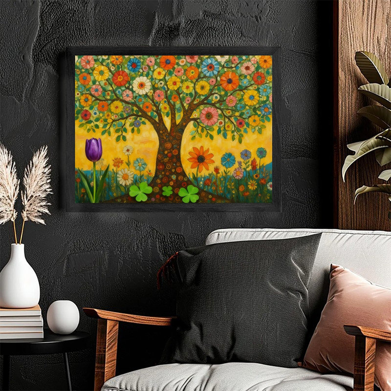 «Black», art floral inspiré de Gustav Klimt, impression bohémienne, H 13 po x l 17 po