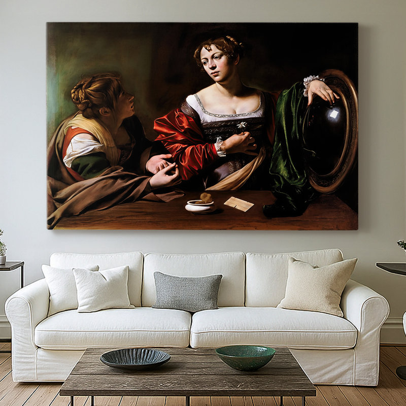 Martha and Mary Magdalene-Caravaggio-Gallery, toile tendue-c. 1598, 32 x 48