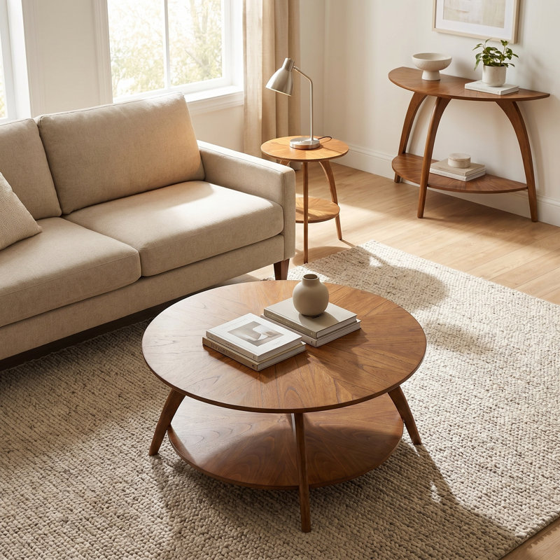Atreu Wood Coffee Table with Storage, Cinnamon