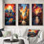 «Colorful City Montreal Popart», 3 pièces sur toile-829716796-829716795