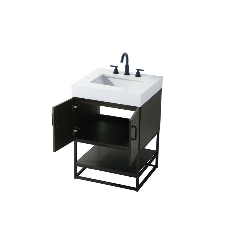 24 inch Single Bathroom Vanity, Mocha Brown