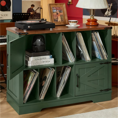 Large Record Player Stand, Holds 450 Albums, Farmhouse Design, 39" by Gracie Oaks