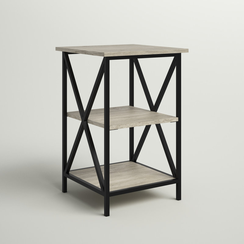 Table de bout avec rangement Ariyana, Grès / noir