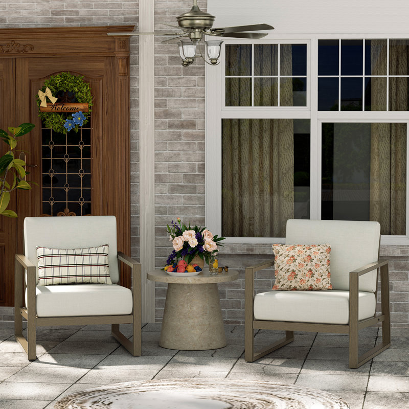 Hamarto Aluminum Patio Club Chairs With Olefin Cushions