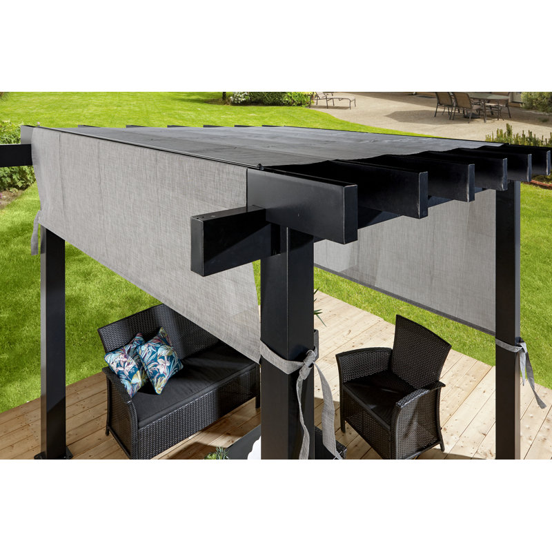 Gray Aluminum 10 ft x 10 ft Pergola with Adjustable Canopy