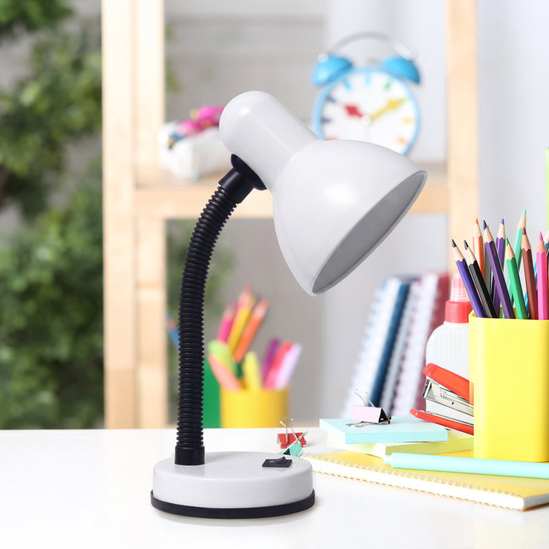 Lampe de bureau à col de cygne Frigon, blanc neige, 36,2 cm (14,25 po) de hauteur