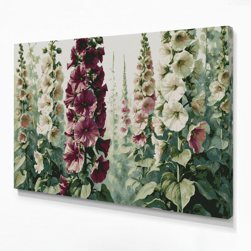 Art mural sur toile Botanical Hollyhock, H 24 po x l 36 po