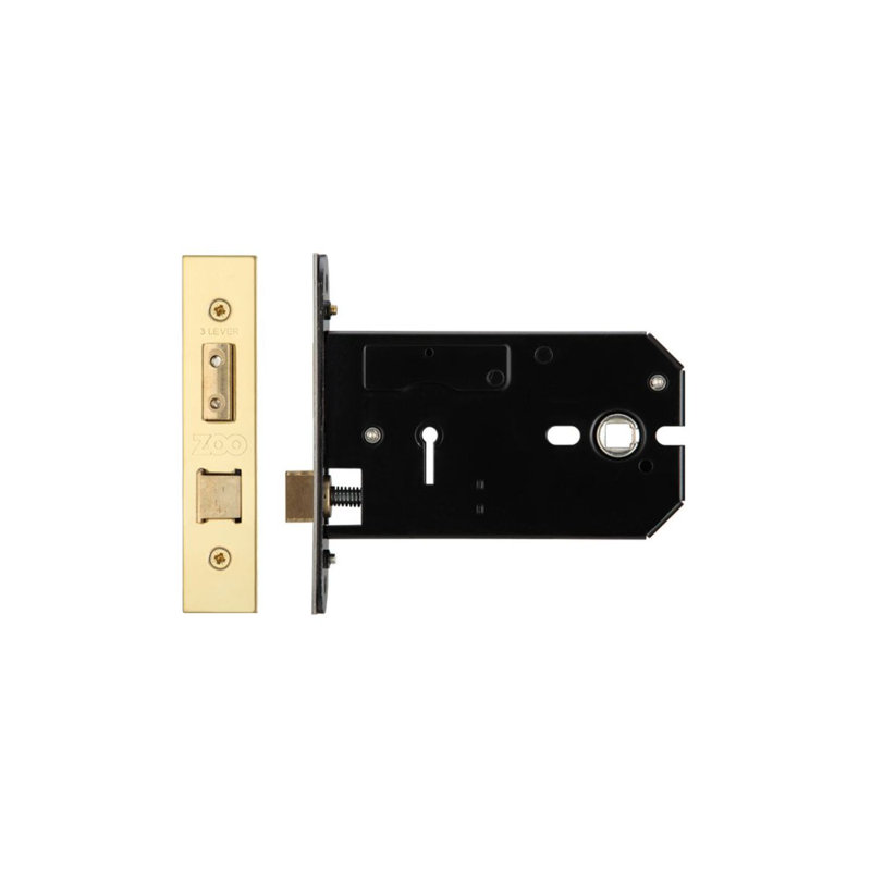 3 Lever Horizontal Lock, Brass Finish/Anti Tarnish