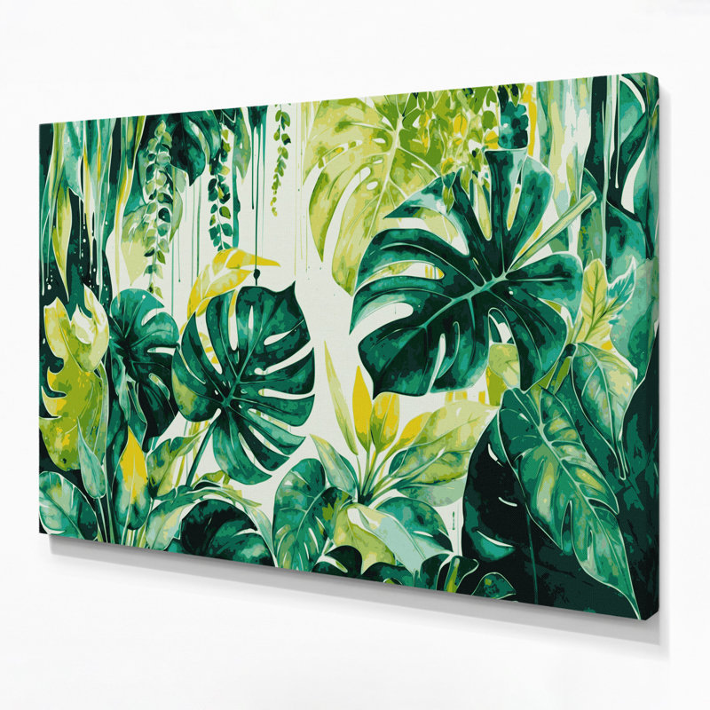 «Hawaiian Foliage Greens», art mural sur toile vert, H 11 po x l 14 po
