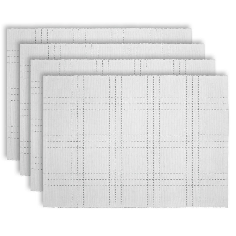 Ensemble de 4 napperons en coton Winter Plaid, Argent