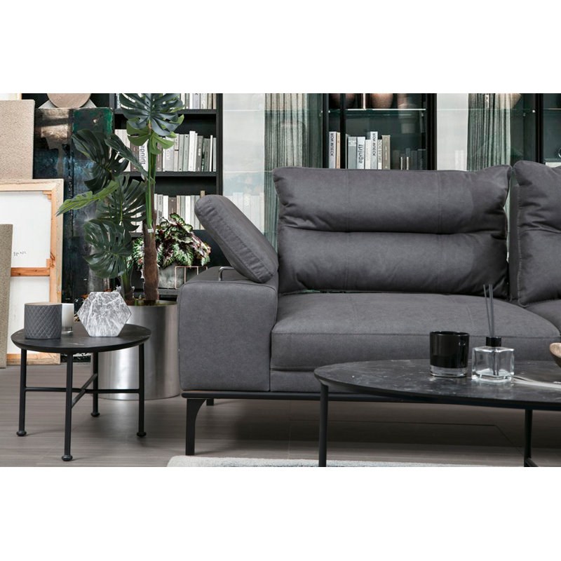 Canapé modulaire à angle large 121,65 po, gris, Face à la droite