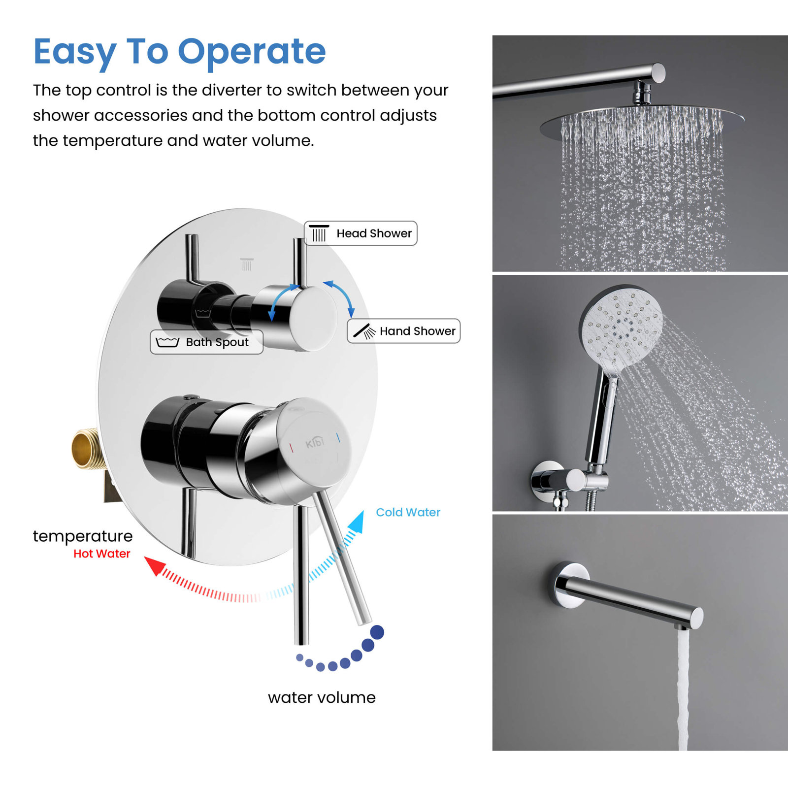 Circular Wall-Mounted Shower Faucet, Chrome