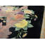 Wool Hand Knotted Pile 1920s Floral Medallion Antique Black Rectangle Rug