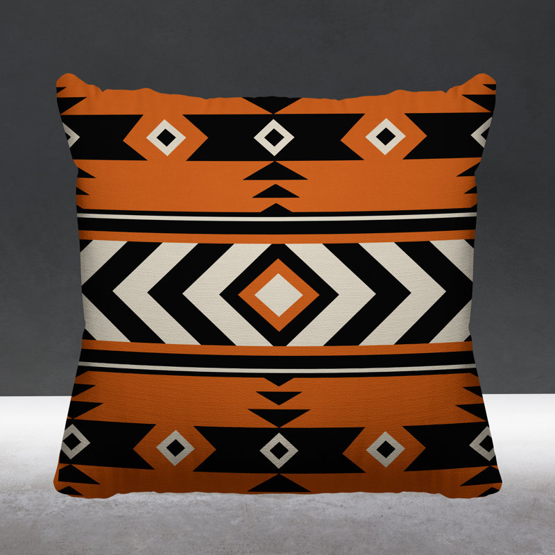 Coussin intérieur / extérieur Fika Southwestern, L 15 po x H 15 po, Orange