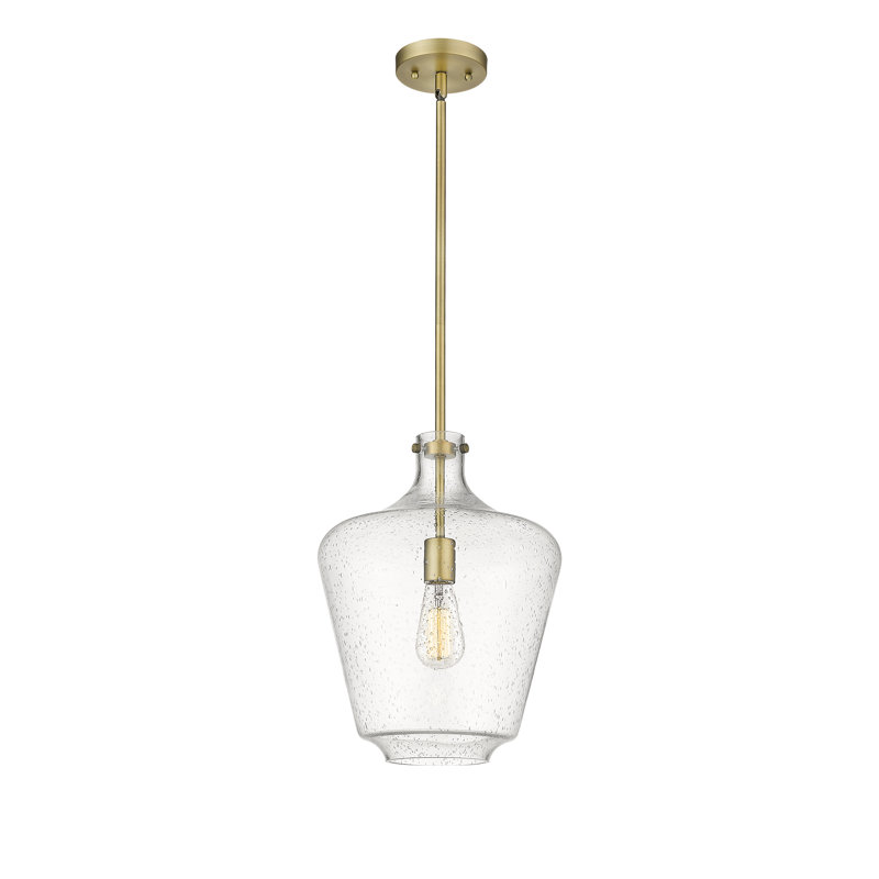 Luminaire suspendu en forme de globe à 1 lumière Honeycutt, Laiton brossé, DEL, Grainé