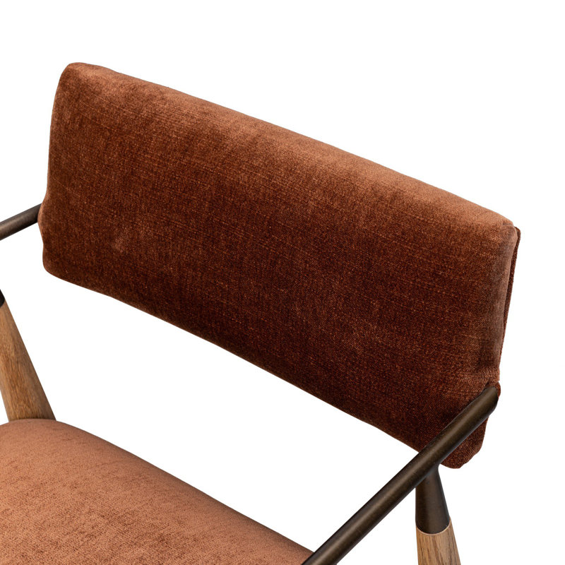 Waldon Stool, Counter Stool (27.68" Seat Height), Altair Sienna/Polyester, Drifted Oak/Brushed Brass