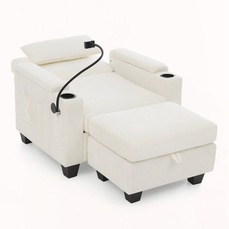 Canapé inclinable simple avec dossier réglable manuellement, Beige