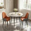 Round Dining Table And 4 Chairs Set, 5pcs Dining Room Sets For Restaurant Kitchen Office, 2-4 Seaters Marble Table And Light Khaki Microfiber Silicone Leather Kitchen Chairs Set Of 4-411165596-411165571