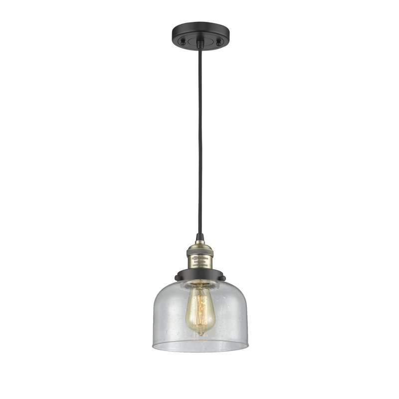 Cedeno 1 - Light Bell Pendant, Black Antique Brass, 6 Watt Vinage LED Bulb, Clear